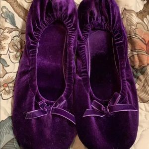 Plush deep purple ballerina slippers